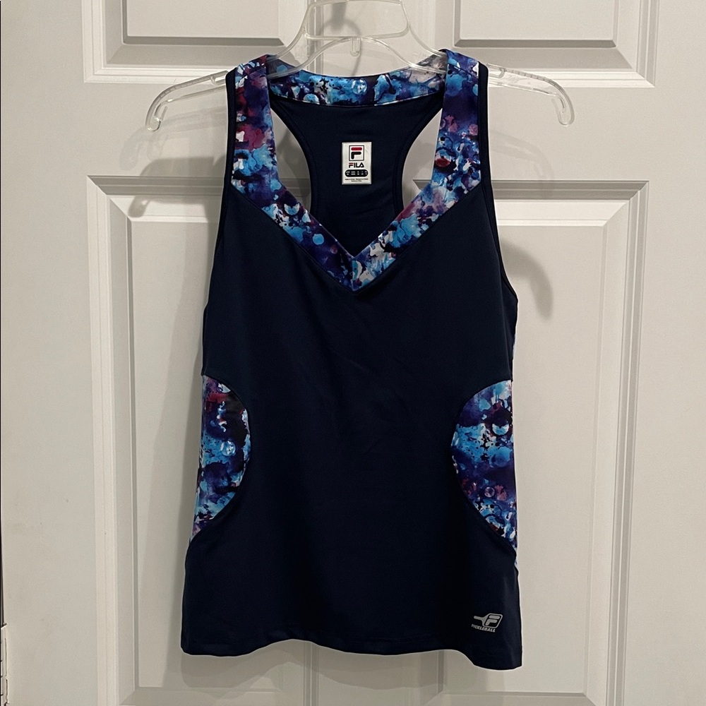 Fila Black and Purple Floral Tank Top